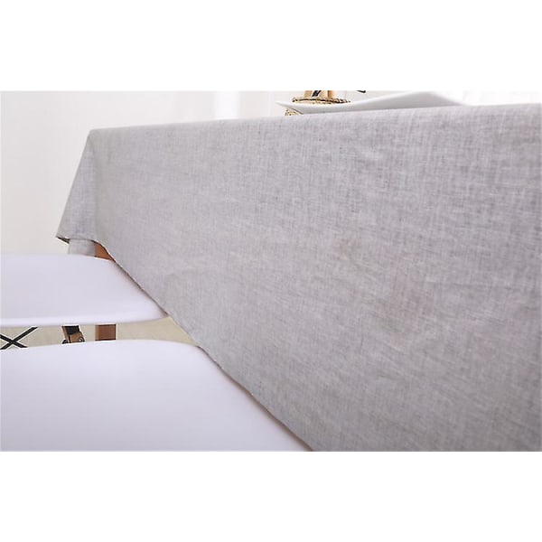 Dekorativ bordsduk rektangulär bordsduk matbordsöverdrag enfärgad bordsduk i bomullslinne Silver 130x220cm
