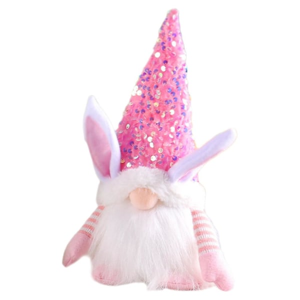 Påskharen Gnome Staty Lysande Kanin Gnome Figurine Gnome Dekoration Pink