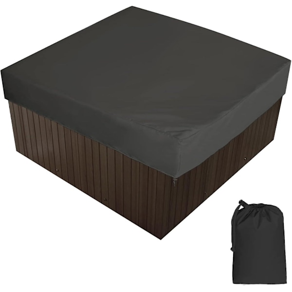 Udendørs Overtræk til Spa Vandtæt Firkantet Whirlpool Badekar Overtræk Spa Overtræk 190t Anti-støv Anti-uv Sort, 228x228x30cm