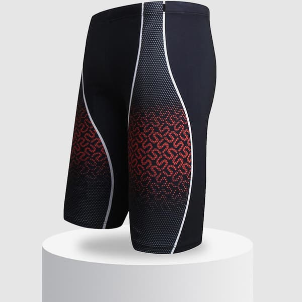 Indvendig snøre, strømlinet design, plus size, lange badebukser til mænd, patchwork farve, bogstav P Red 2XL