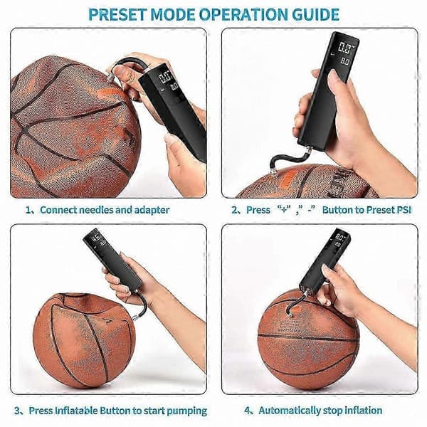 Bärbar elektrisk luftpump med precisionsmätare för snabb bollpumpning