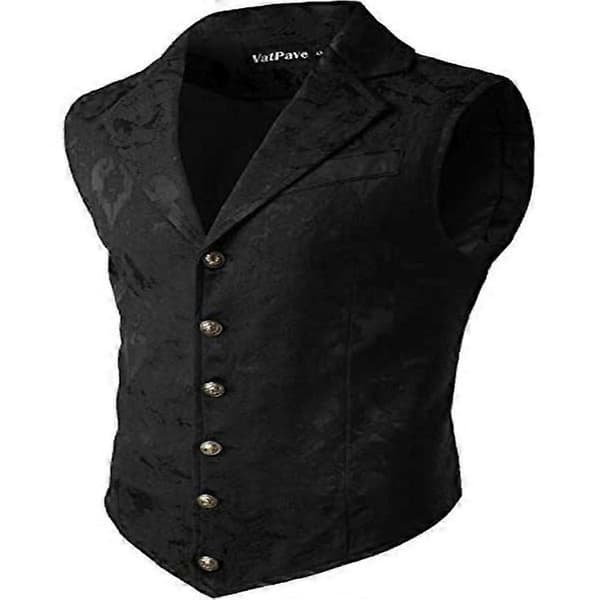 Viktoriansk vest til mænd, steampunk gotisk vest black XL