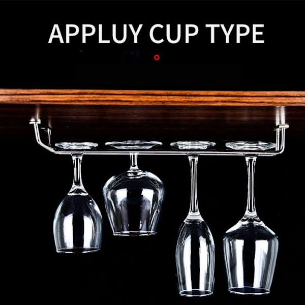 Sølvfarget Vinstativ i Rustfritt Stål med Glassholder Hengende Bar Goblet - Perfekt 27cm single row