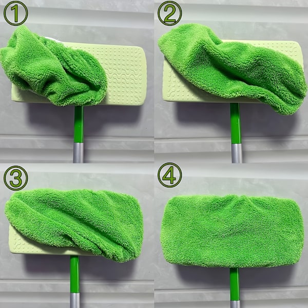 10 genanvendelige moppepuder, vaskbare, absorberende, til flade mopper Grön
