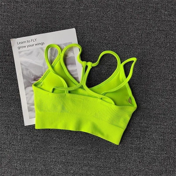 Kvinnor Andas Sport-BH Stötsäker Fitness Toppar Gym Crop Top BH Push Up Sport BH Gym Workout Top Sömlös Yoga BH Green M