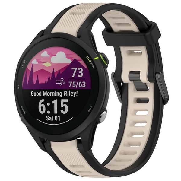 22 mm silikone urrem til Garmin Forerunner 255 Starlight   Black