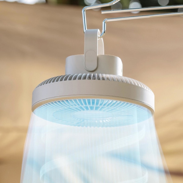 3-in-1 kaukosäätimellä varustettu telttatuuletin, varavirtalähde, LED-lamppu, paviljonkituuletin, riippuva tuuletin, ladattava, yhteensopiva ulkoilun, retkeilyn ja perheen kanssa White