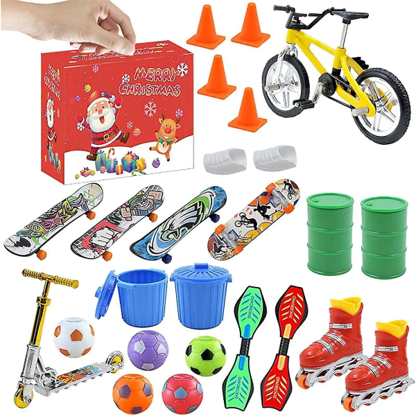 Christmas Countdown Mini Finger Leksaker Set Med Cyklar Ice Skates Finger Toy Skateboards Style 10