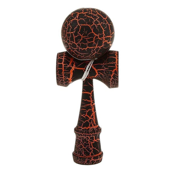 Trä Kendama Leksak med Sprickfärg Barnbollspel Svart & Orange