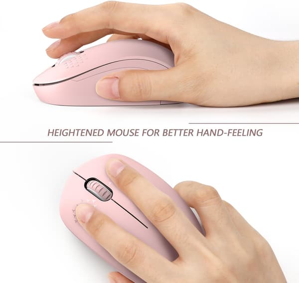 Wireless Mouse, 2.4G Noiseless Mouse with USB Receiver - Portable Laptop Mouse Compatible with PC, Tablet, Laptop with Windows System - Pink