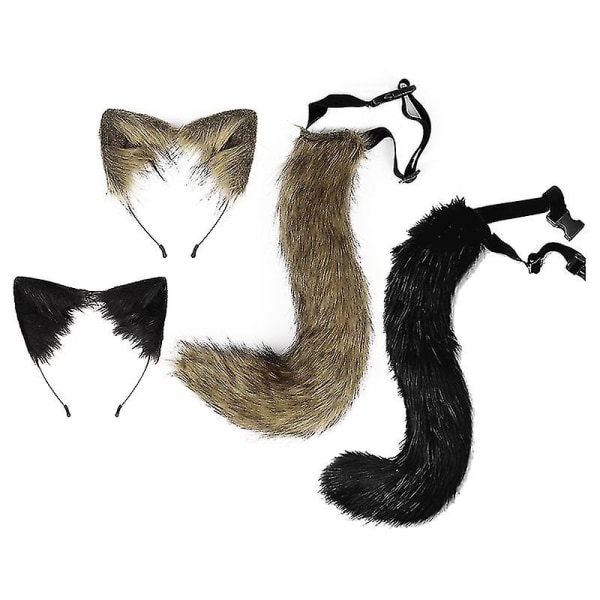 2 st Fox Cosplay rekvisita Justerbara Fox Tail Ears Pannband Kvinna Halloween Carnival Party Kostym rekvisita White