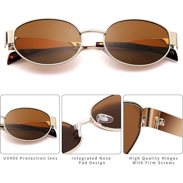 Retro Ovala Solglasögon kompatibla Kvinnor Män - Mode Solglasögon - Rektangulär Metallram Shades_SSDLV