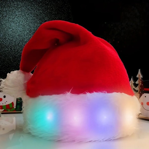 1 st LED Julhatt Lysande Mössa Tomtehatt Snögubbe Älg Julhatt För Vuxen Barn Nyårsdekoration Navidad Julklapp Warm light