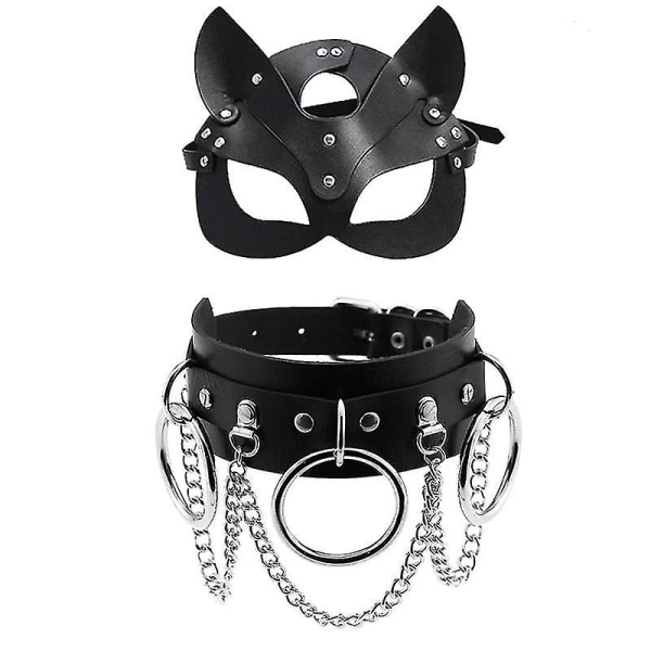 Leksaker Mask Kvinnor Cosplay Cat Svarta Masker Med Sexiga Halsband Tillbehör