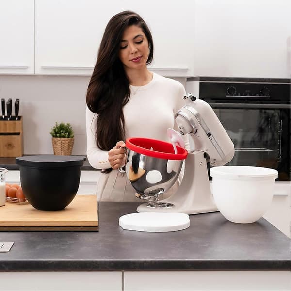 Silikoneindsatser til KitchenAid 5 Quart Røremaskine - Tilbehør til Røremaskiner, Ikke Flere Røreskåle Nødvendige A White