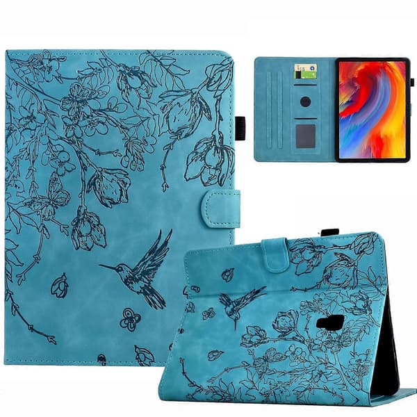 Präglat Läderfodral För Samsung Galaxy Tab A 10.5 T590 Light blue