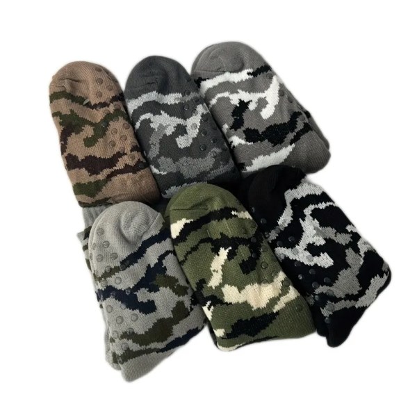 Vinterstrumpor Herr Thermal Leopard Warm Short Plus Velvet Mjuk Halkfri Fluffy Floor Fuzzy Sock Man Camouflage Gift 2023 New In Dark gray