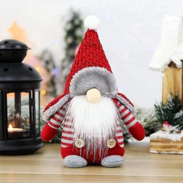 Jultomte, Dockprydnader med Röd Svensk Hatt Jul Santa Nordisk Tomte Figurin Hem Juldekoration 2 st