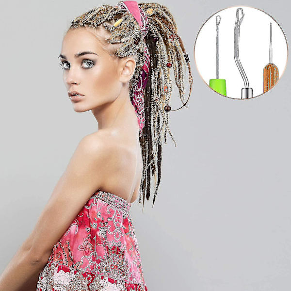 9 Delar Böjt Spärrhake Virknålsset Spärrhake Dreadlocks Verktyg