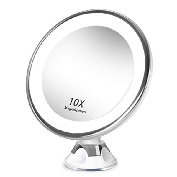 10x Förstoringsspegel med LED-ljus, bärbar toalettspegel med sugkopp, 360° vridbar sminkspegel för hem, kontor, badkar |