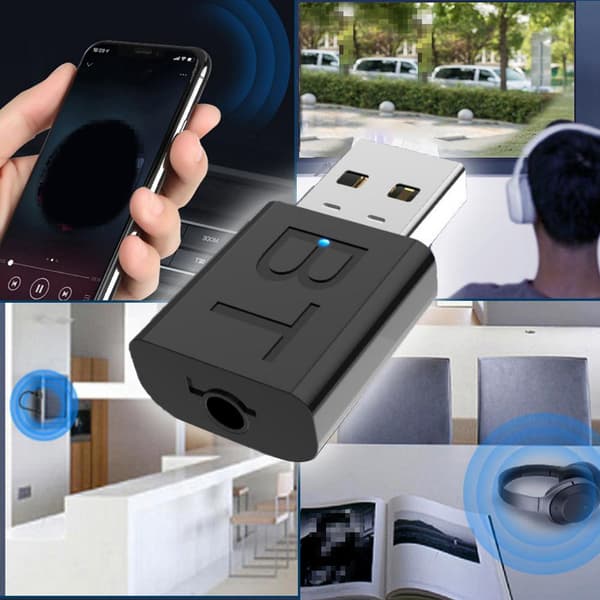 Generisk Bluetooth 5.0 Audio Receiver USB 3.5mm Adapter til AUX Bil, TV, PC, Højttaler, USB Bluetooth Adapter Audio Receiver Transmitter Bil Blueto