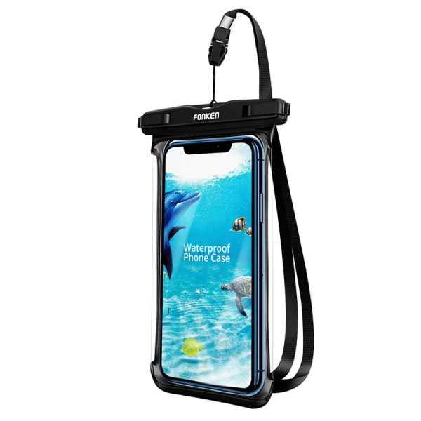 FONKEN Vattentätt phone case Mobiltelefon Coque Cover Swimming Dry Bag Underwater Case Vattentät väska till Iphone Samsung Xiaomi 1Pcs Black Case