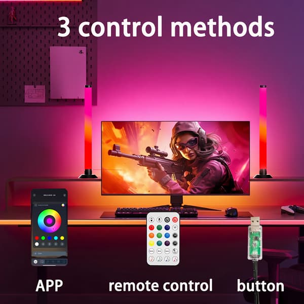 Smarta LED-ljusramper, RGB+IC-ljusramper för rum 2 Stk/1 Sæt
