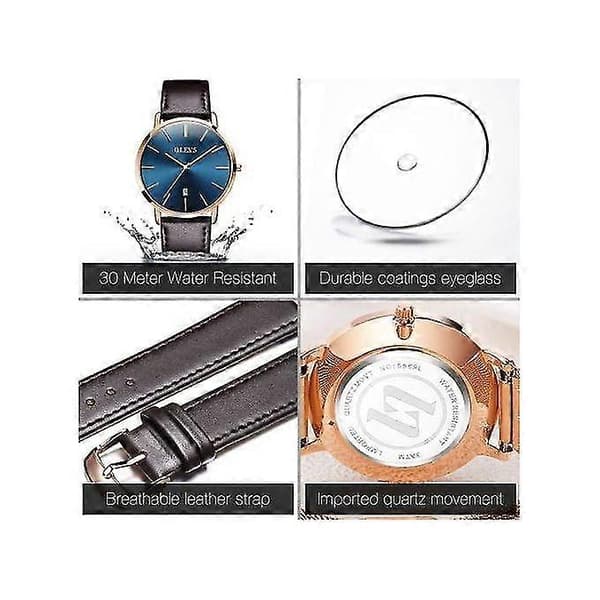 Ultratunn Quartz Klocka Herr OLEVS Lyx Roséguld Herrklocka