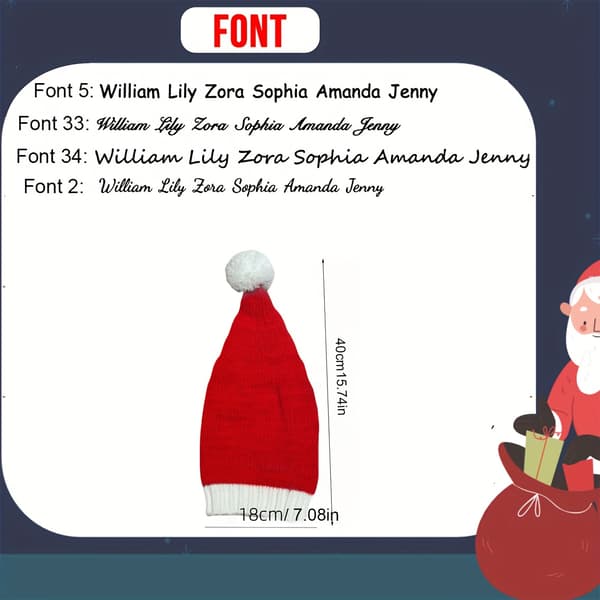 Personlig Tilpasset Hat, Julehat Small Font 33