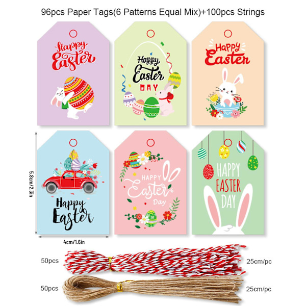 24 Set Tack Papper Godispåsar Med Glad Påsk Klistermärken Etiketter För Kakor Godis Presentförpackning Party Favörer