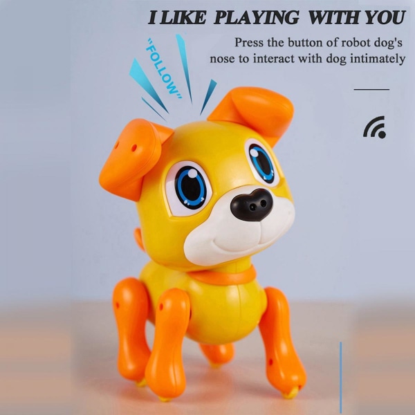 Elektronisk robothundleksak med gestavkännande ljus och valpljud Smart musikspel, blå