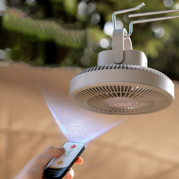 3-in-1 kaukosäätimellä varustettu telttatuuletin, varavirtalähde, LED-lamppu, paviljonkituuletin, riippuva tuuletin, ladattava, yhteensopiva ulkoilun, retkeilyn ja perheen kanssa White
