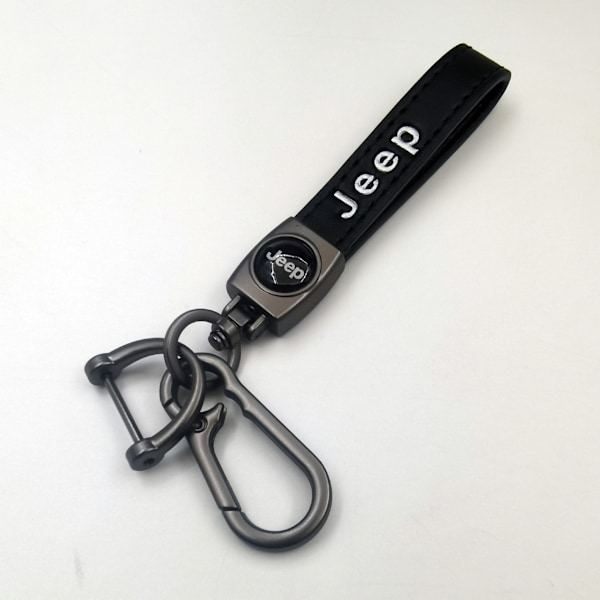 Personlig Logo Metall Nøkkelring - Jeep Lær Nøkkelring for Menn Jeep Jeep Jeep Gunmetal Hardware