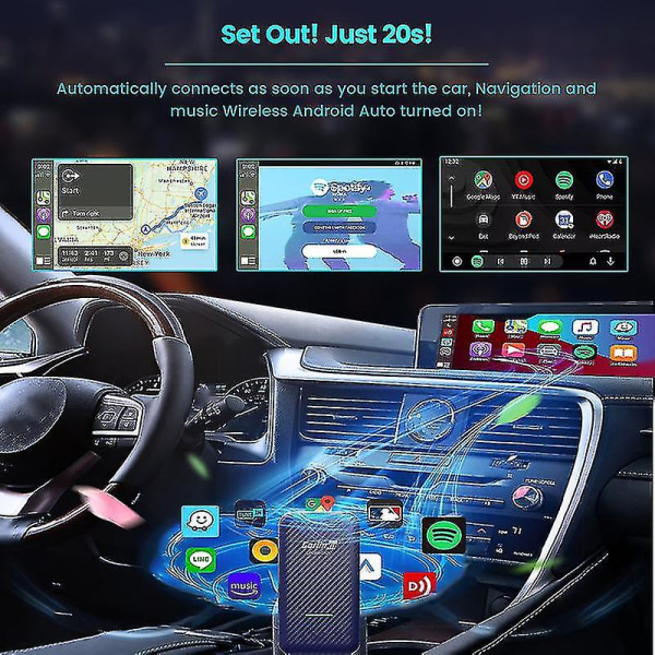 Carlinkit 4.0 trådlös Carplay Android Auto Adapter 2022 Uppgraderad kompatibel inbyggd trådbunden Carplay Car Plug & Play, tillgänglig för Android-telefoner och