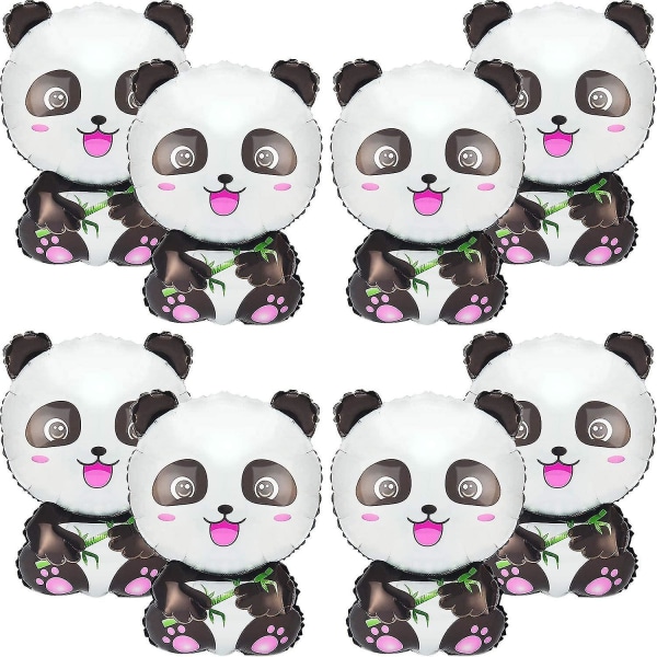 8 delar Pandaballonger Tecknad Pandaformade folieballonger Zoo Djurballonger Pandafesttillbehör Grattis på födelsedagen Pand