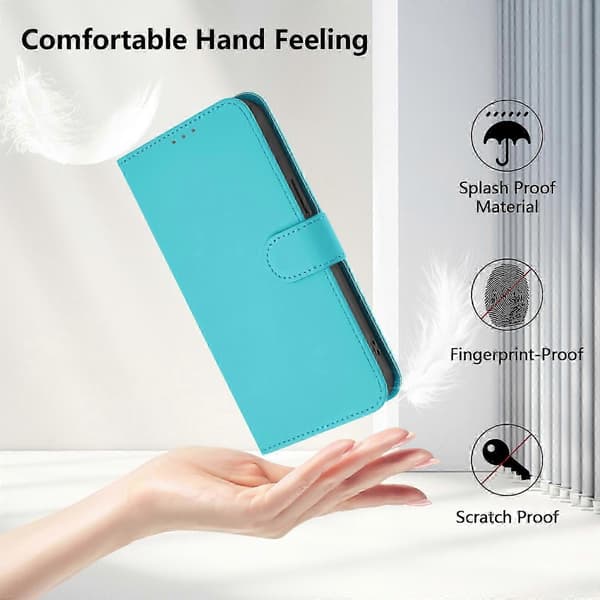 PU-deksel i solid farge for Redmi Note 14 Pro 5G / 14 Pro+ 5G Lake Blue