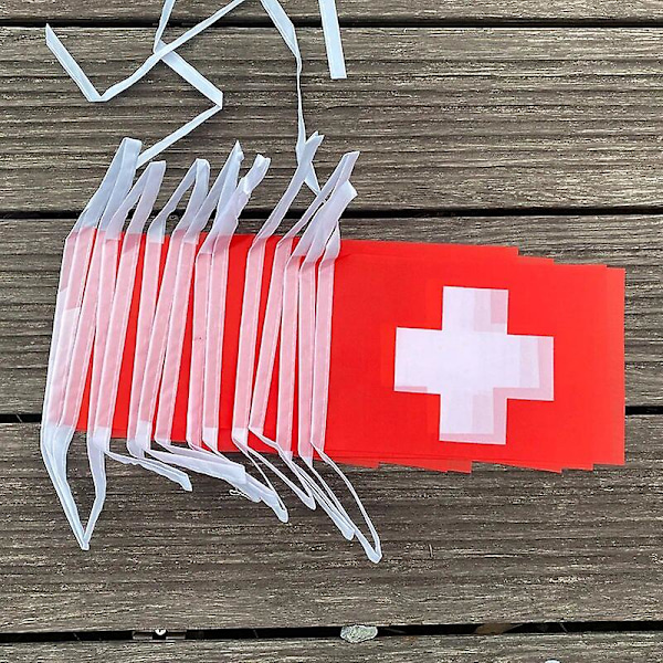 20 st/set Schweiz Vimpelflaggor Vimpelgirlang Schweizisk Flagga Vimplar Festival Festlig Högtid (FMY) Kamouflage Camouflage 14 by 21cm 20pcs