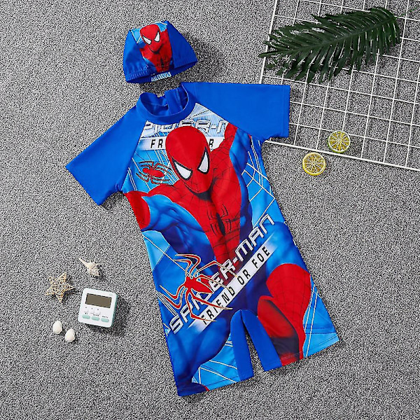 Børn 6-7 år Spider-Man Batman Heldragt Badedragt + Badehætte Ferie Badedragt Gave