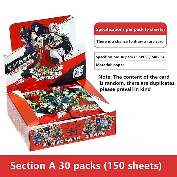 Naruto Spillekort Japansk Tegnefilm Schoolmaster Serie Ssp Kort Uchiha Sasuke Ninja Krig R Børnelegetøj I 30PACK 150PCS