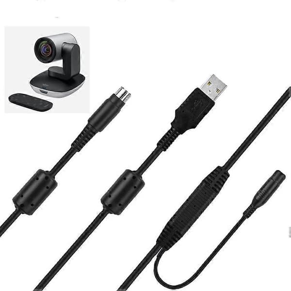 Kamerastrømkabel Datakabel for Logitech CC2900e/3500e/2900ep/3000e/PTZ Pro