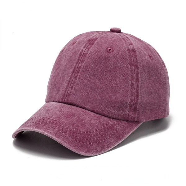 Solid tvättad denim cap Vintage unisex bomull Sporthatt utomhus Softtop Andas mångsidig solskyddsmössa Kvinnor Män Purple Adjustable(56-60cm)