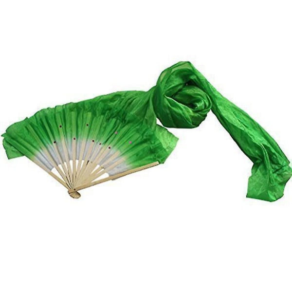 1,8 m handgjorda färgglada magdansande bambu långa sidenfläktar Slöjor Dansfläkt Green