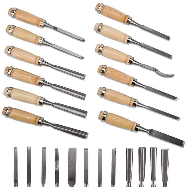 {YM}Professional Wood Carving Set with 12 Chisels