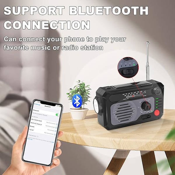 Multifunksjonell Solar Radio & Powerbank – USB-oppladbar med lommelykt, leselys og 3 lademetoder for utendørs bruk