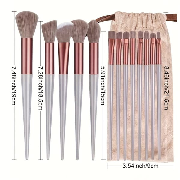 13-delars sminkborstset + 2 svampar, för ögon, foundation, concealer