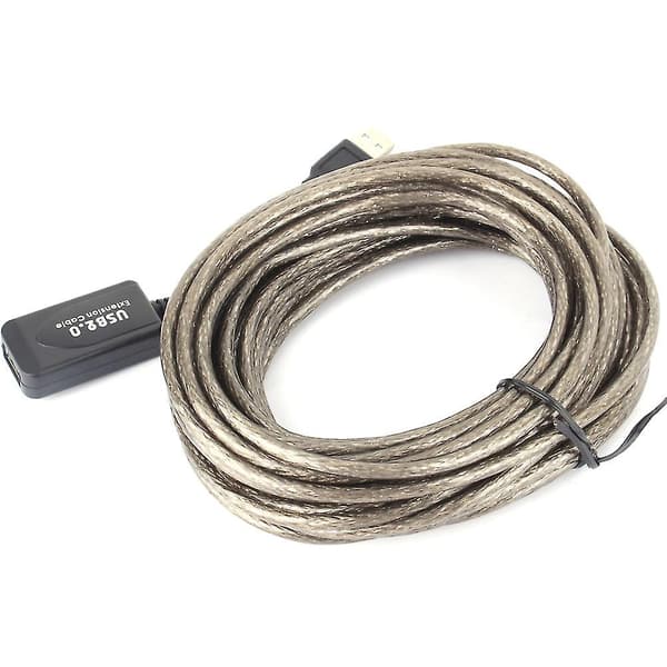 10M USB 2.0 Type A uros - naaras jatkokaapeli, musta