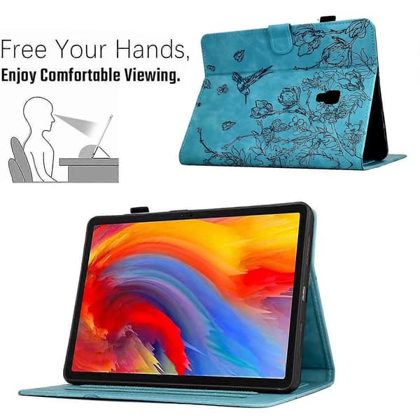 Präglat Läderfodral För Samsung Galaxy Tab A 10.5 T590 Light blue