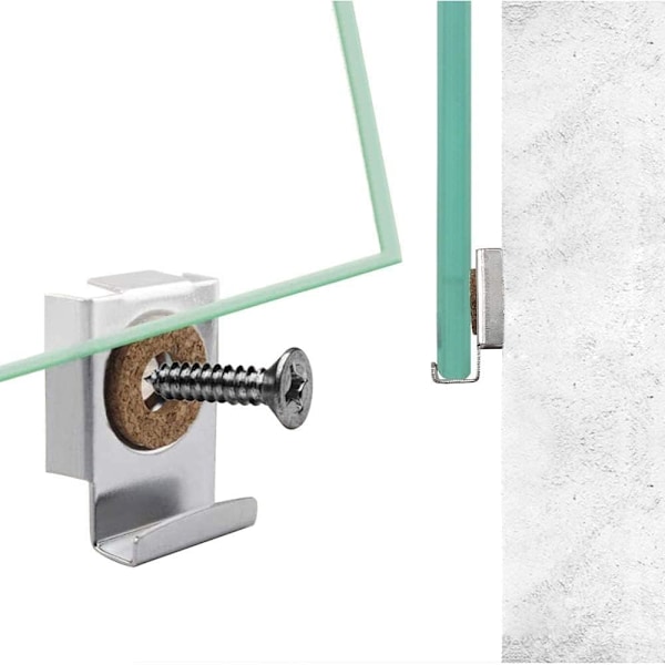 8 st Spegelväggfäste Spegelhållare Spegelklämma Ramlös Spegelglas Väggmontering Fästkit med Pluggar