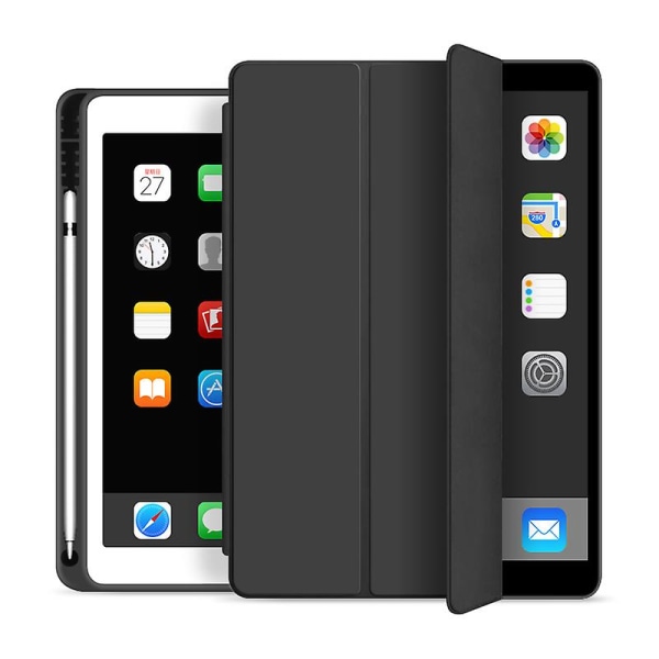 För Ipad Case Pro 11 2021 2020 2019 10,2 Air 4 10,9 10,5 2018 9,7 Mini 6 5 9:e 8:e 7:e generationens Smart Cover med pennhållare Black iPad (5th-6th) 9.7