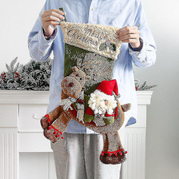 Stickade Råttor Jultomte Åker Ren Plats Hängande Prydnader Julgransprydnad Godisväska